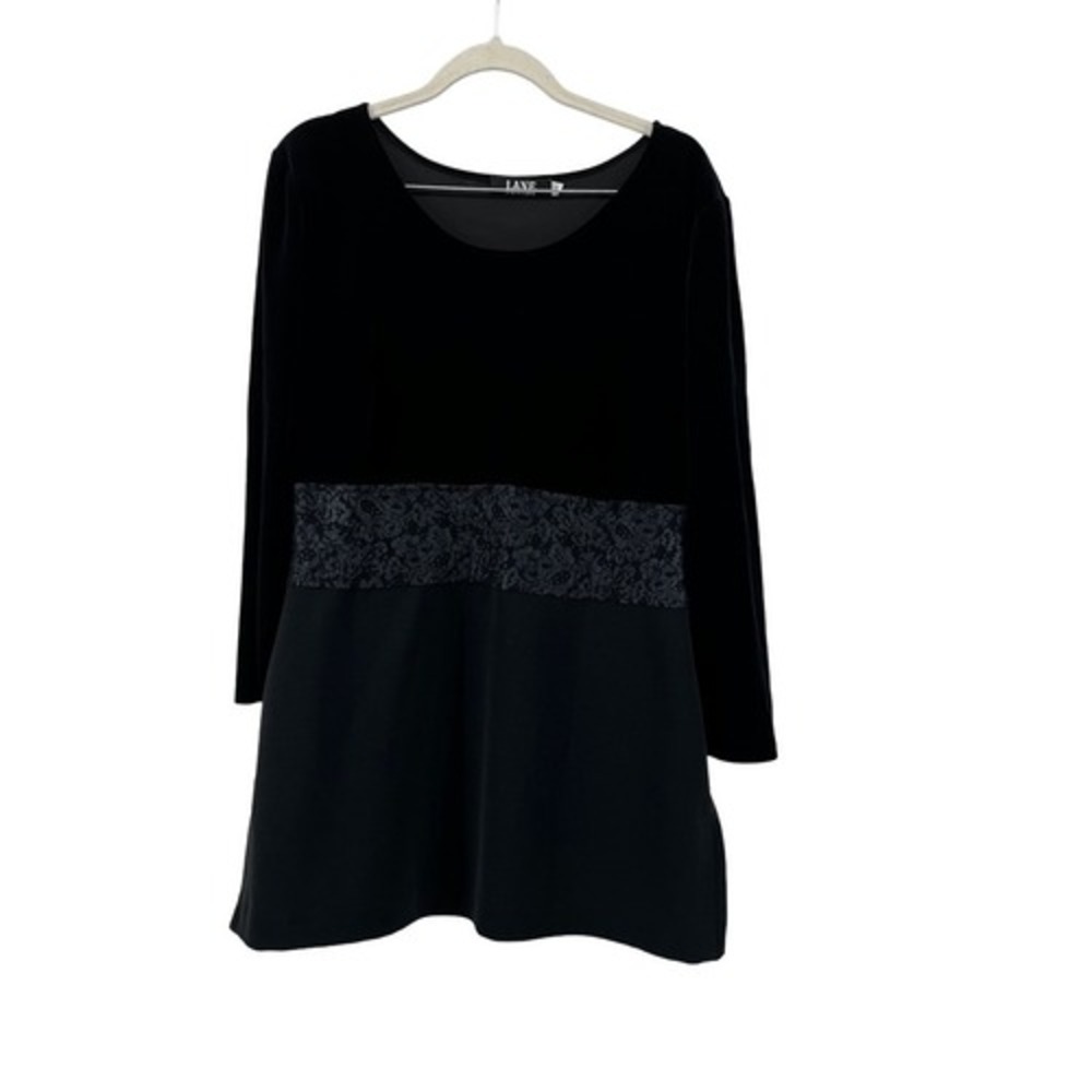 Lane Misty Lane Velvet Tunic‎ Dress Lace Long Sleeve Black Whymsigoth Size 10